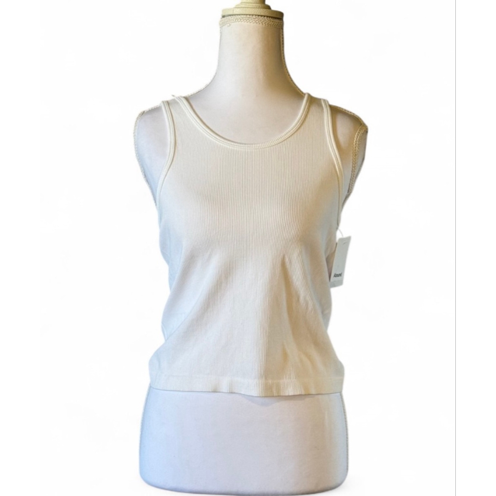 Abound Ribbed Tank Top White Stretch Knit Sleeveless Size Large NWT